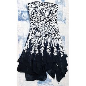 WHBM Strapless Black and White Floral Dress - NWT